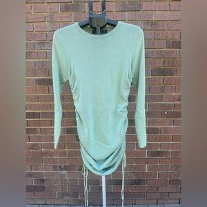 Lioness Military Minds Long Sleeve Bodycon Ruched Side Mini Dress Sage Green XXL